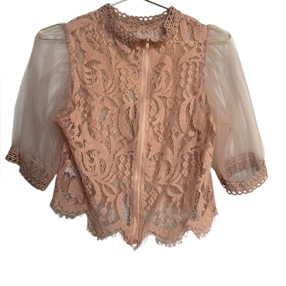 Haute Monde Lace Blouse Blush Pink - Picture 3 of 9